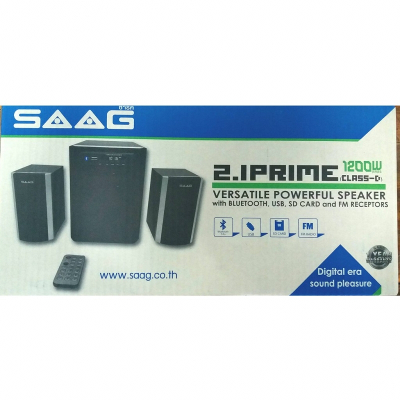 SAAG ลำโพง BLUETOOTH FM USB 1200W BLACK