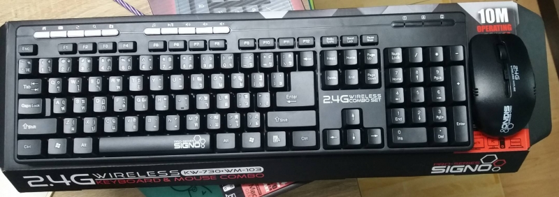 SIGNO Keyboard ชุด คีย์บอร์ด เมาส์ ไร้สาย รุ่น KW-730+WM-103 ไร้เสียงคลิก