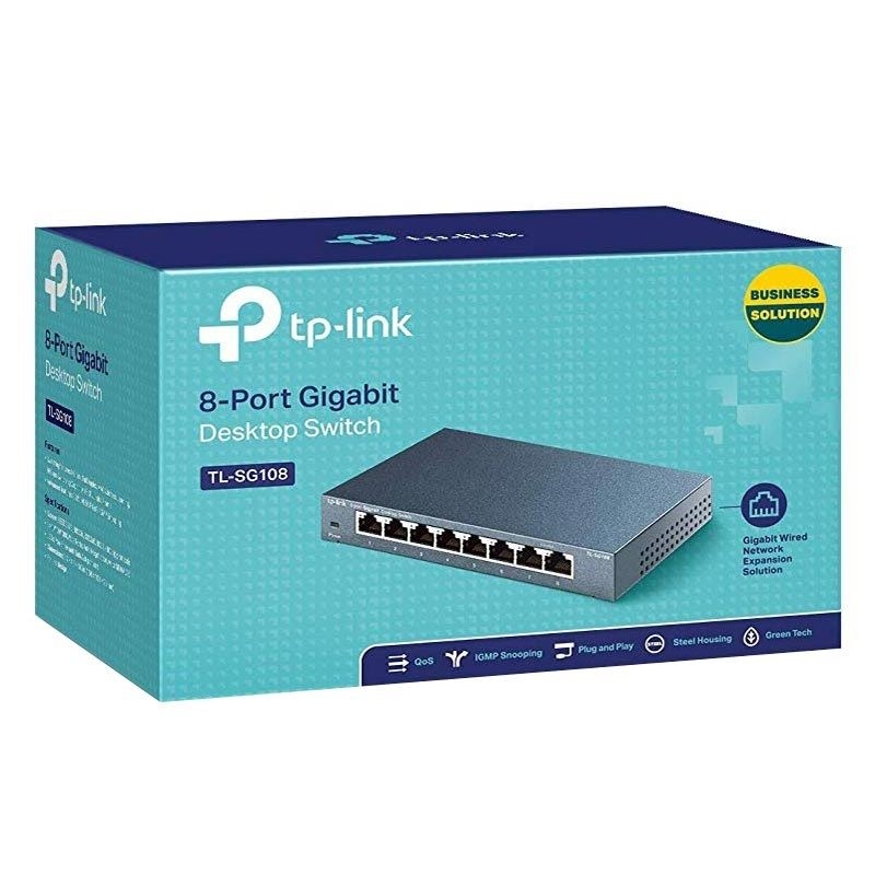 TP-LINK TL-SG108 8-Port Gigabit Desktop Switch 8 ช่อง แบบ10/100/1000 Mbps(Black)