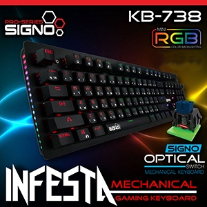 SIGNO Mini RGB Mechanical Gaming Keyboard รุ่น INFESTA KB-738 (Optical Blue Switch)