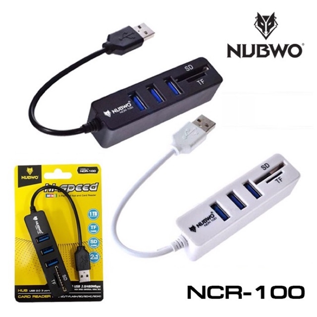 Nubwo NCR-100 USB 3.0 HUB 3 Port + Card Reader SD, TF