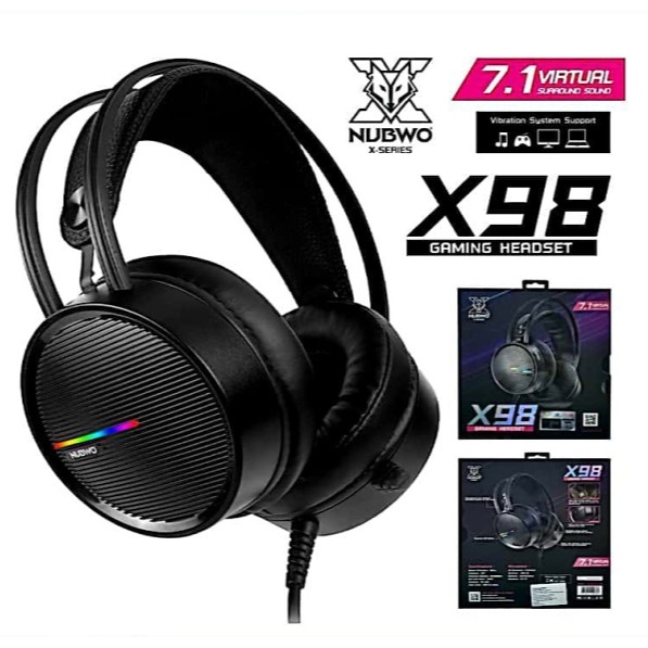 NUBWO X98 7.1 Surround Sound Gaming Headphone หูฟังเกมมิ่ง USB ไฟ RGB ลำโพงขนาดใหญ่ 50mm