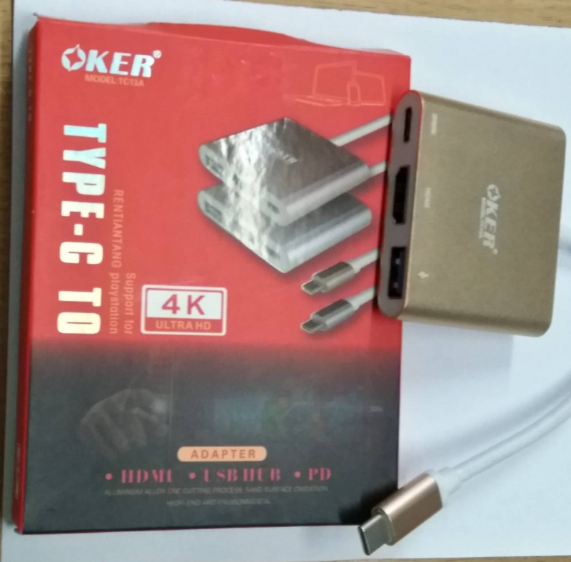 OKER TC-13A Type-C to HDMI, USB 3.0, 4K ULTRA HD ADAPTER