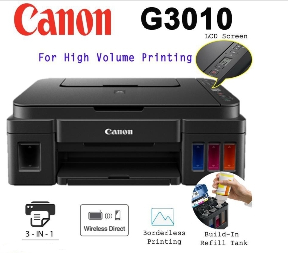 CANON Inkjet All in one Printer PIXMA G3010 + แถมหมึก 4800 x 1200 dpi / Copy / Scan / WiFi การเชื่อมต่อ USB 2.0 / WiFi