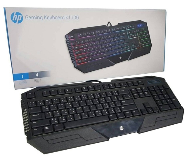 USB Keyboard HP Gaming K110 Wired Port 1.8M แป้นขนาดใหญ่ใช้งานง่าย มีไฟหลากสี สวยงามBlack