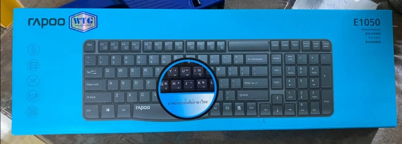 Rapoo E1050 Keyboard USB Wireless 2.4G ไทย-ENG 104 Keys KB-E1050-Black