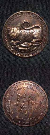 เหรียญพญาเสือนอนกิน อาจารย์ประสูติ วัดในเตา ปี 2553 (ขายแล้ว)