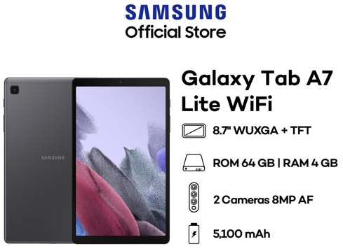 Samsung Galaxy Tab A7 Lite แท็บเล็ตจอ 8.4 นิ้ว Rom 3GB / Rom 32 GB แบตเตอรี่ 5,100 mAh ฟรี ฟืล์มกระจกเต็มจอ