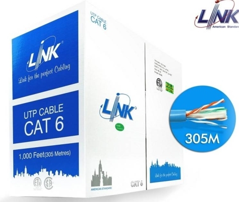 LINK CAT6 UTP Cable (305m/Box) US-9106A สายแลน สายLan UTP CAT6 แท้ 100% เเบบยกลังความยาวสาย305เมตร