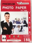 กระดาษโฟโต้ Advanced Premium Photo Paper ขนาด A4 180 แกรม เนื้อมันวาว กันน้ำ glo