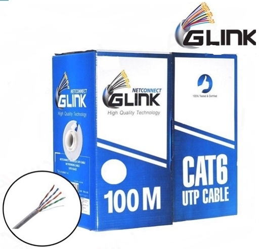 GLINK CAT6 UTP CABLE INDOOR 100m. รุ่น GL-6001ใช้สำหรับเชื่อมต่อระบบเครือข่ายแบบสาย (LAN)