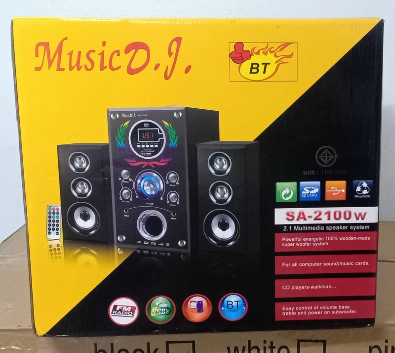Music D.J. SPK (2.1) Bluetooth 'Music D.J.' (SA-2100W) FM+USB ลำโพง 3 Pcs / Bluetooth / FM